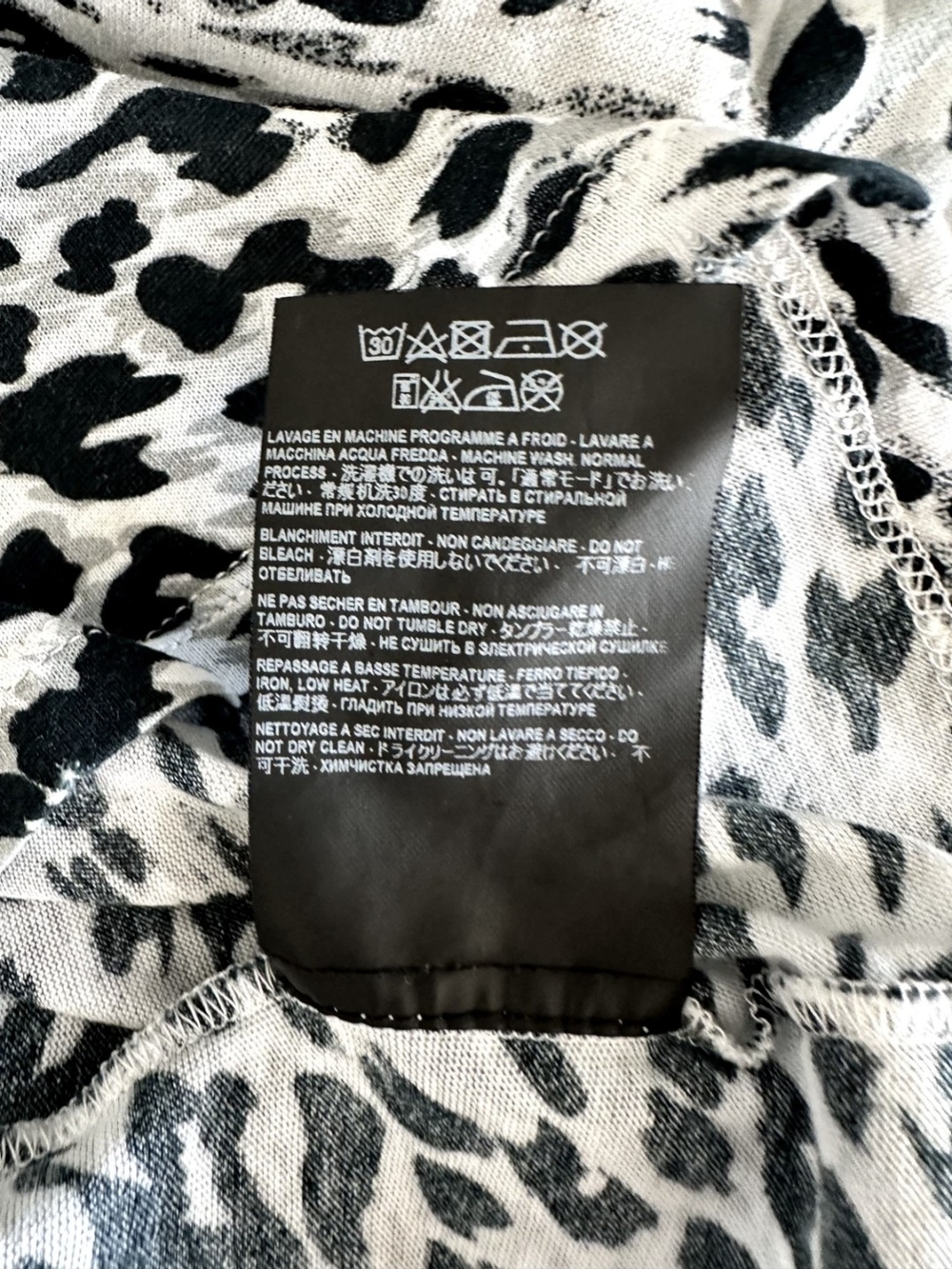 Saint Laurent Black & White Animal-Print Short Sleeve Tee - Picture 4 of 6